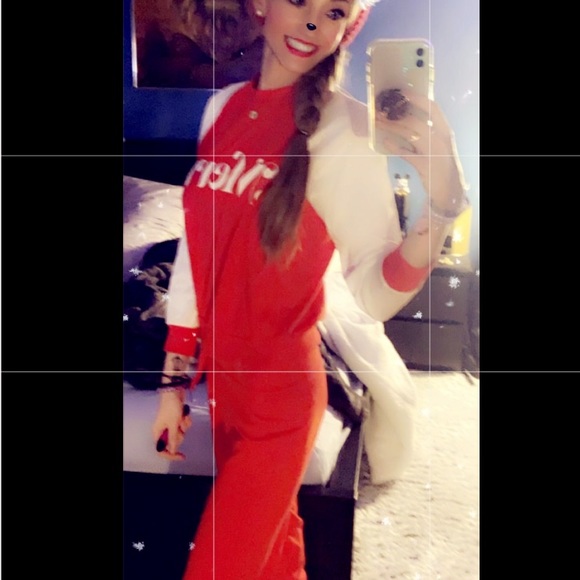 🦊 Wildfox MERRY Jogger Two Pc Set Red & White - Picture 2 of 8